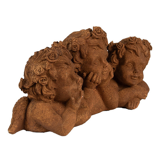 Clayre &amp; Eef   | Decoratie Beeld Engelen Bruin 26x9x12 cm | 6PR4073