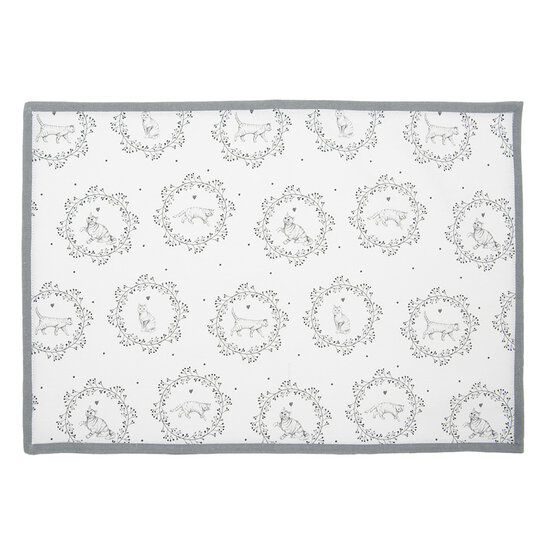 Clayre &amp; Eef   | Placemats Set van 6 Wit Grijs 48x33 cm | LGC40