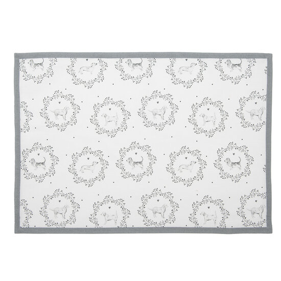 Clayre &amp; Eef   | Placemats Set van 6 Wit Grijs 48x33 cm | LGD40