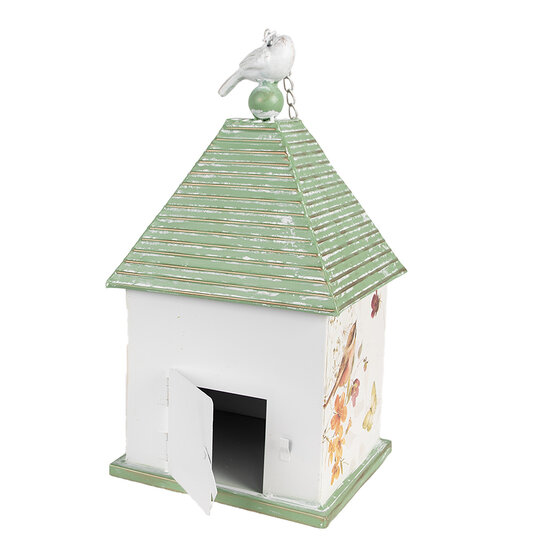 Clayre &amp; Eef   | Vogelhuis Wit Groen 20x18x38 cm | 6Y5493