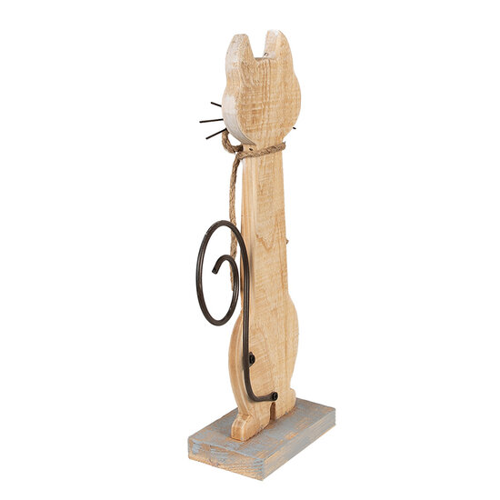 Clayre &amp; Eef   | Decoratie Beeld Kat Wit 21x8x38 cm | 6Y5594