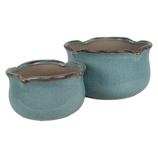 Clayre &amp; Eef   | Bloempot Binnen Blauw &oslash; 20x11 cm | 6CE1716BL