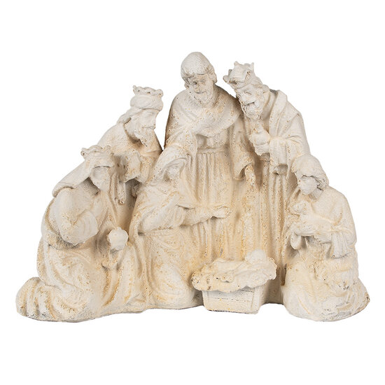 Clayre &amp; Eef   | Kerstdecoratie Beeld Kerstgroep Beige 42x19x32 cm | 6MG0101