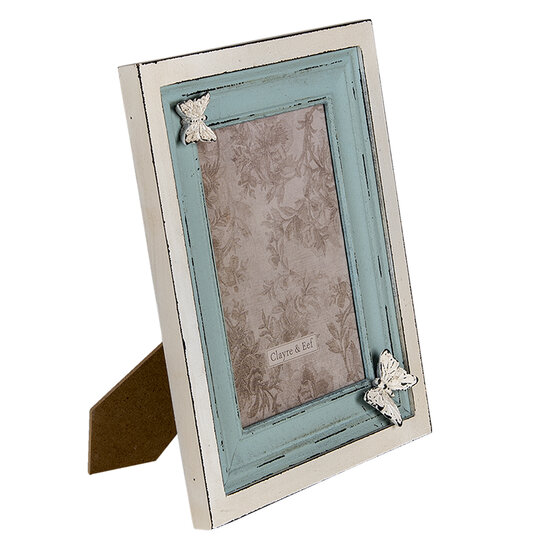 Clayre &amp; Eef   | Fotolijst Blauw Beige 21x2x26 cm / 13x18 cm | 2F0884