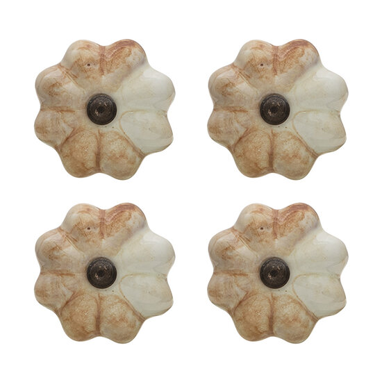 Clayre &amp; Eef   | Deurknop Set van 4 Beige &oslash; 4x3 cm | 64871