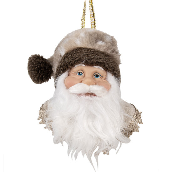 Clayre &amp; Eef   | Decoratie Hanger Kerstman Bruin Wit 10x9x28 cm | 65270