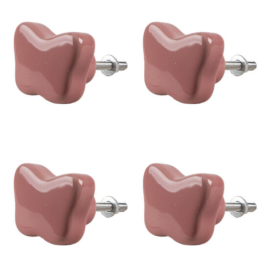 Clayre &amp; Eef   | Deurknop set van 4 Roze &oslash; 4x3/6 cm | 65299