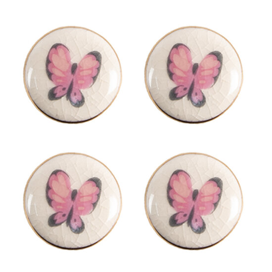 Clayre &amp; Eef   | Deurknop set van 4 Roze Beige &oslash; 3x1/4 cm | 65301