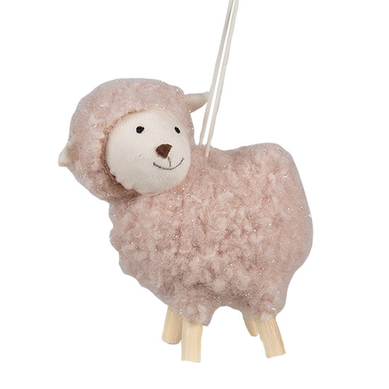 Clayre &amp; Eef   | Decoratie Hanger Schaap Roze 8x3x6 cm | 65369