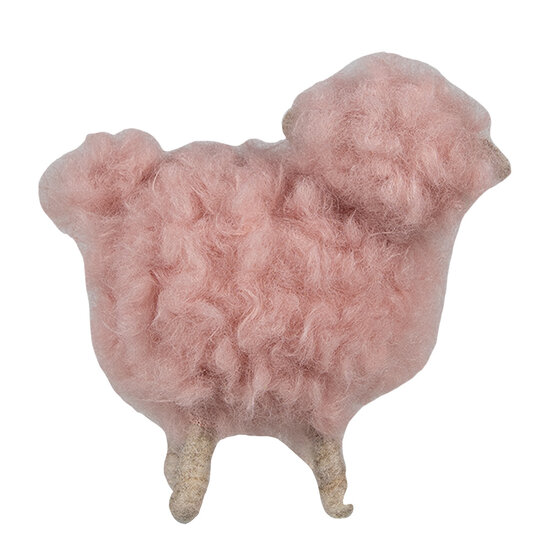 Clayre &amp; Eef   | Decoratie beeld Schaap Roze 14x7x10 cm | 65378