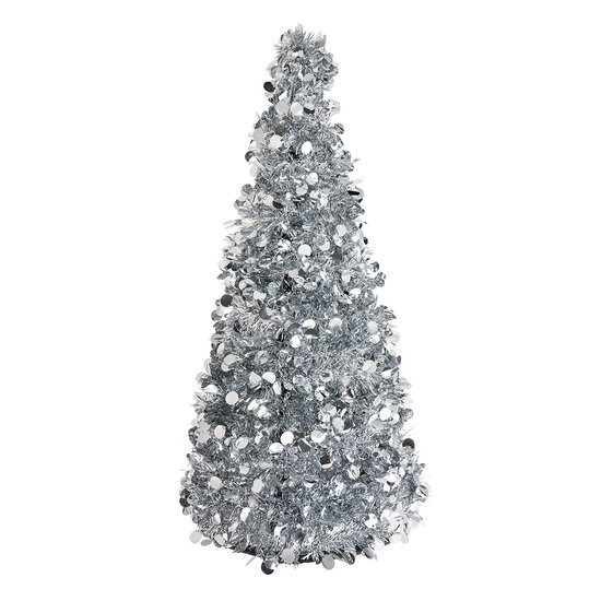 Clayre &amp; Eef   | Kerstdecoratie Kerstboom Zilverkleurig &oslash; 21x50 cm | 65511