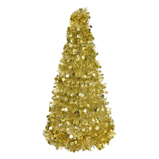 Clayre &amp; Eef   | Kerstdecoratie Kerstboom Goudkleurig &oslash; 21x50 cm | 65512