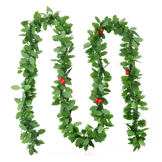 Clayre &amp; Eef   | Decoratie slinger kerst Groen Rood 200 cm | 65521