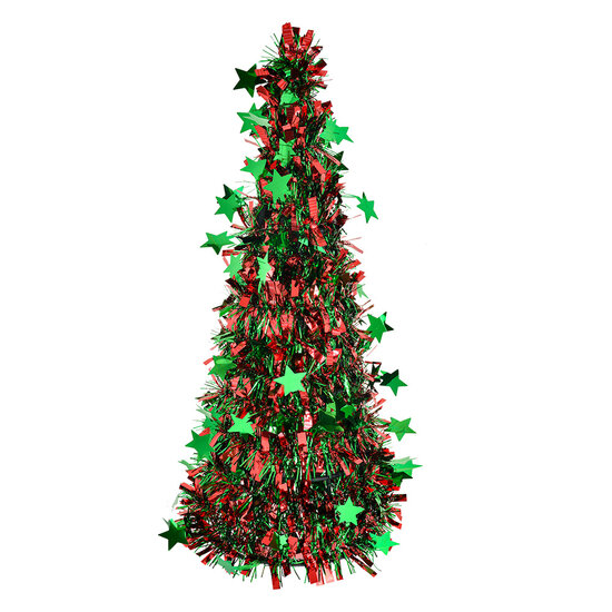 Clayre &amp; Eef   | Kerstdecoratie Kerstboom Rood Groen &oslash; 18x46 cm | 65539L