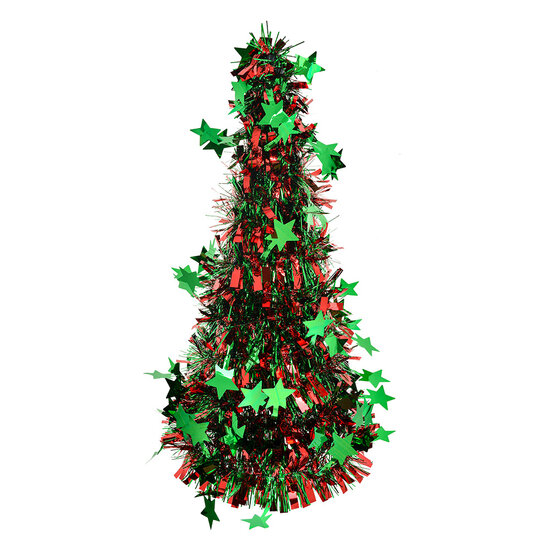 Clayre &amp; Eef   | Kerstdecoratie Kerstboom Rood Groen &oslash; 17x38 cm | 65539M