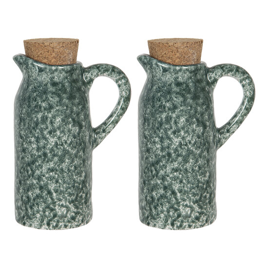 Clayre &amp; Eef   | Olie en Azijnstel set van 2 Groen 8x6x14 cm | 6CE1239