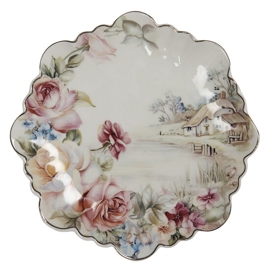 Clayre &amp; Eef   | Servies Ontbijtbord Wit &oslash; 19x2 cm | 6CE1350