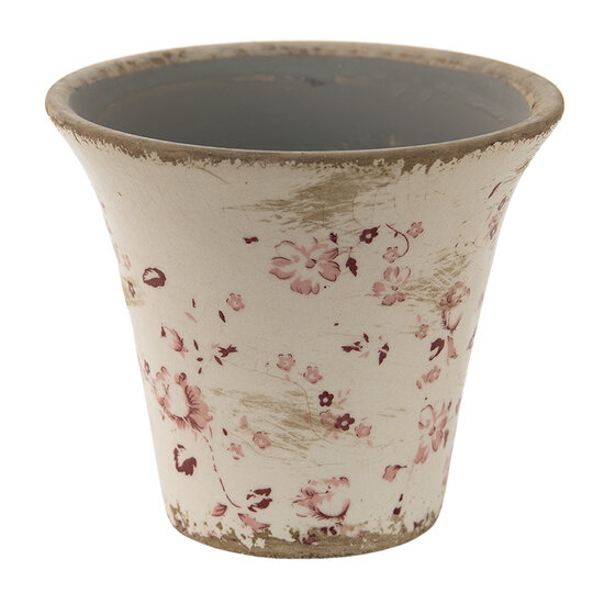 Clayre &amp; Eef   | Bloempot Binnen Roze, Beige &oslash; 12x11 cm | 6CE1418