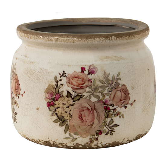 Clayre &amp; Eef   | Bloempot Binnen Roze, Beige &oslash; 15x13 cm | 6CE1419M