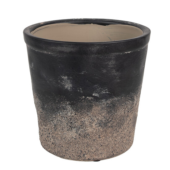 Clayre &amp; Eef   | Bloempot Binnen Zwart Bruin &oslash; 17x16 cm | 6CE1719L