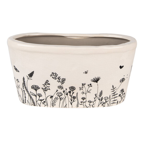 Clayre &amp; Eef   | Bloempot Binnen Beige, Zwart 27x13x14 cm | 6CEFAF0003L