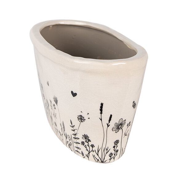 Clayre &amp; Eef   | Bloempot Binnen Beige, Zwart 27x13x14 cm | 6CEFAF0003L