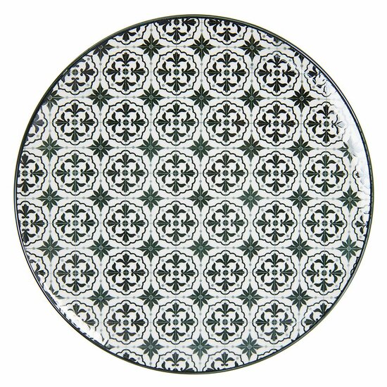 Clayre &amp; Eef   | Servies Dinerbord Wit Zwart &oslash; 26x2 cm | 6CEFP0047