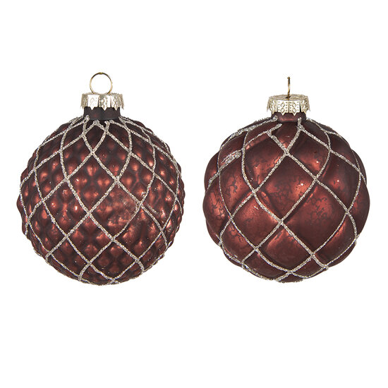 Clayre &amp; Eef   | Kerstballen set van 2 Rood &oslash; 8x8 cm | 6GL4118