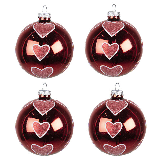 Clayre &amp; Eef   | Kerstballen set van 4 Rood &oslash; 8x8 cm | 6GL4166