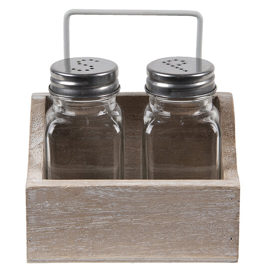 Clayre &amp; Eef   | Peper en zout Stel Set van 2 Bruin 11x6x12 cm | 6H2064