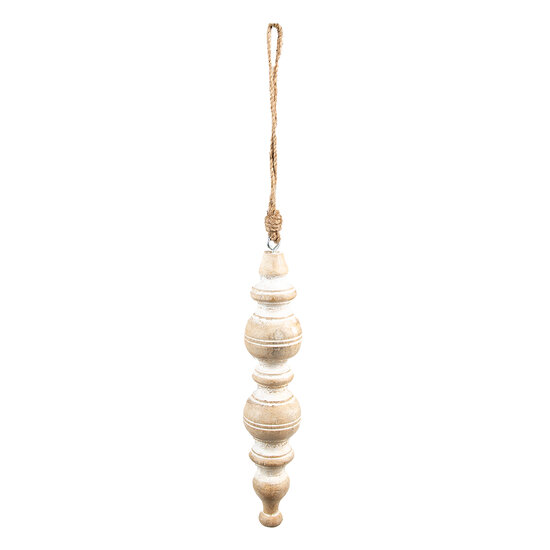 Clayre &amp; Eef   | Decoratie Hanger Beige, Wit &oslash; 5x23 cm | 6H2240