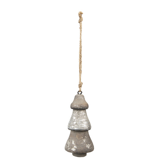 Clayre &amp; Eef   | Decoratie Kerstboom Zilverkleurig Grijs &oslash; 6x13 cm | 6H2297