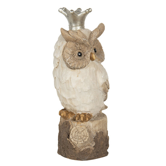 Clayre &amp; Eef   | Decoratie Beeld Uil Bruin, Beige 12x9x25 cm | 6PR2968