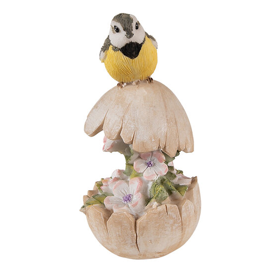 Clayre &amp; Eef   | Decoratie beeld Vogel Beige Grijs 6x6x14 cm | 6PR3823