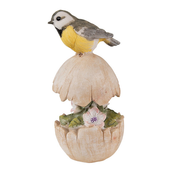 Clayre &amp; Eef   | Decoratie beeld Vogel Beige Grijs 6x6x14 cm | 6PR3823