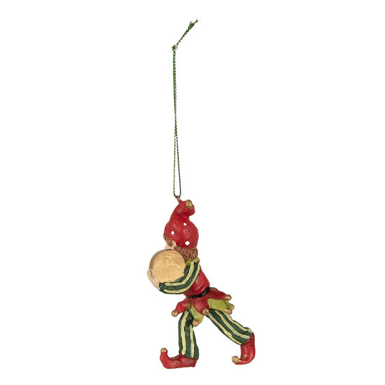 Clayre &amp; Eef   | Decoratie hanger elf Rood Groen 5x4x11 cm | 6PR3978