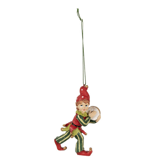 Clayre &amp; Eef   | Decoratie hanger elf Rood Groen 5x4x11 cm | 6PR3978