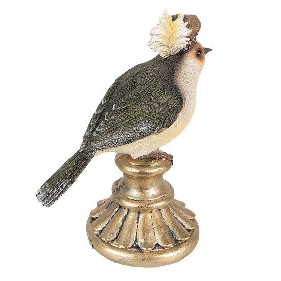 Clayre &amp; Eef   | Decoratie beeld Vogel Grijs 8x13x17 cm | 6PR3991