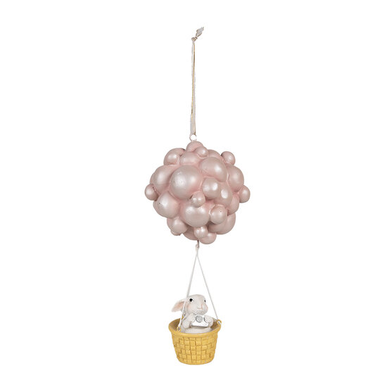 Clayre &amp; Eef   | Decoratie hanger luchtballon Beige Roze 11x10x22 cm | 6PR4125