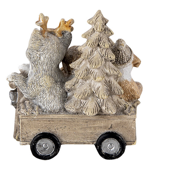 Clayre &amp; Eef   | Kerstdecoratie Beeld Honden en Kat Grijs, Beige, Wit 9x7x11 cm | 6PR4636