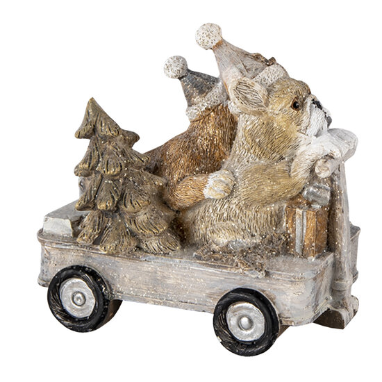 Clayre &amp; Eef   | Kerstdecoratie Beeld Honden Grijs, Beige, Wit 10x6x9 cm | 6PR4637