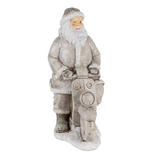 Clayre &amp; Eef   | Kerstdecoratie Beeld Kerstman Zilverkleurig 12x6x14 cm | 6PR4725