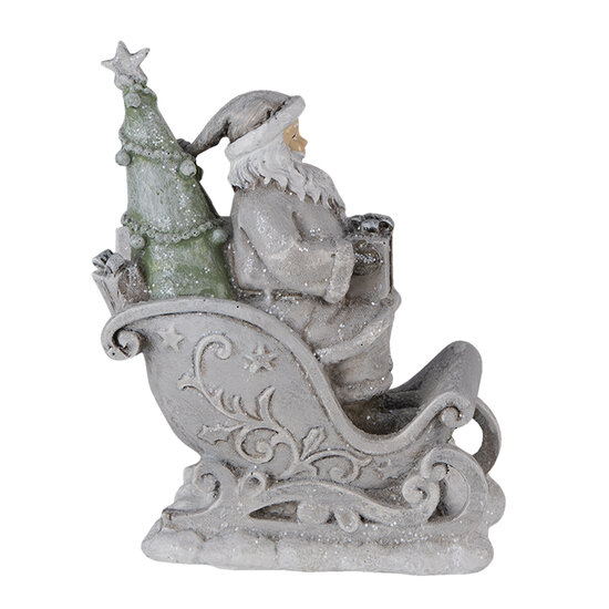 Clayre &amp; Eef   | Kerstdecoratie Beeld Kerstman Grijs 10x6x13 cm | 6PR4727