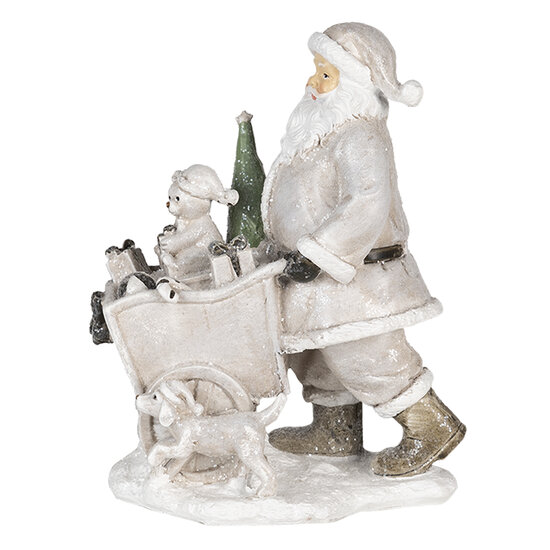 Clayre &amp; Eef   | Kerstdecoratie Beeld Kerstman Zilverkleurig 12x8x15 cm | 6PR4728