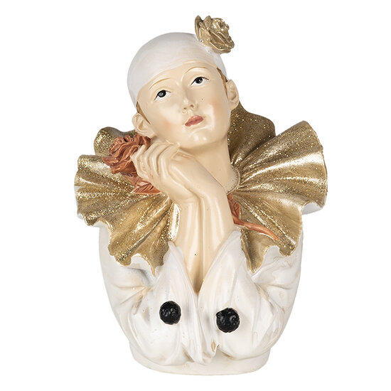 Clayre &amp; Eef   | Decoratie Beeld Clown Wit, Goudkleurig 11x11x15 cm | 6PR4733