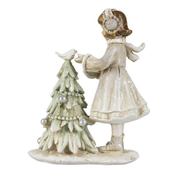 Clayre &amp; Eef   | Kerstdecoratie Beeld Kind Grijs 10x5x12 cm | 6PR4809