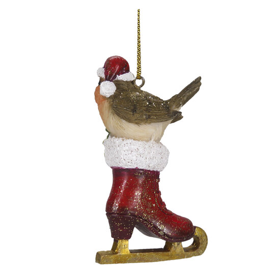 Clayre &amp; Eef   | Decoratie Hanger Vogel Rood, Bruin 5x2x8 cm | 6PR4869