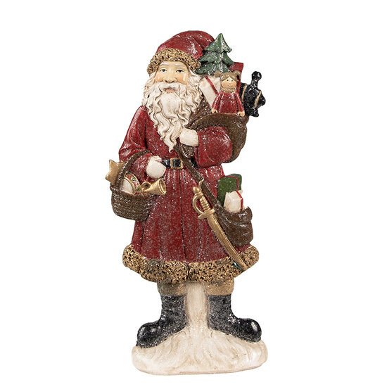 Clayre &amp; Eef   | Kerstdecoratie Beeld Kerstman Rood 12x4x24 cm | 6PR4926