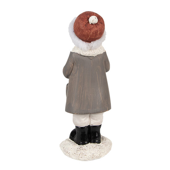 Clayre &amp; Eef   | Kerstdecoratie Beeld Kind Grijs, Wit 6x6x14 cm | 6PR4949