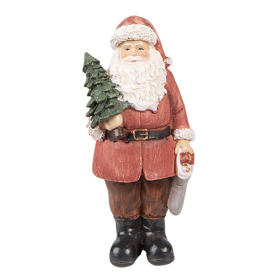 Clayre &amp; Eef   | Kerstdecoratie Beeld Kerstman Rood 6x5x14 cm | 6PR4960